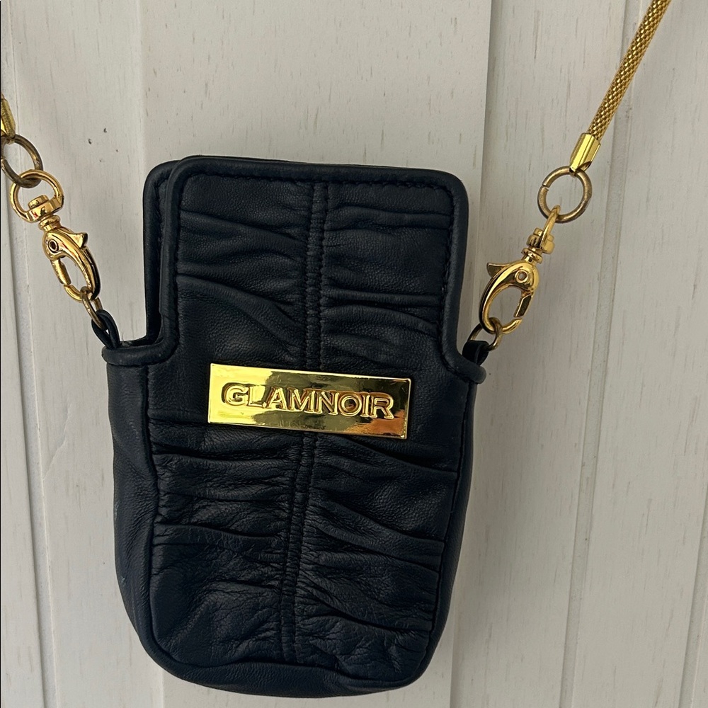 Glam Noir Black Leather Crossbody Bag